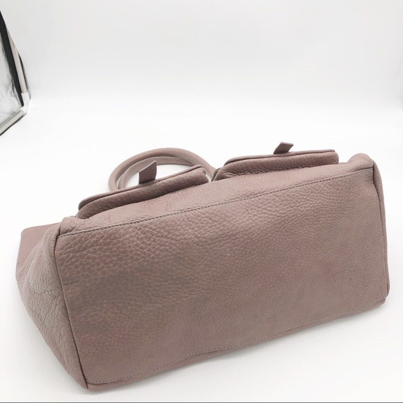 Mauve PINK Pebbled Leather Double Pocket Tote - Picture 12 of 15